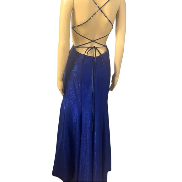 BOU BOU - METALLIC V NECK SLIT LONG GOWN - Picture 10 of 11